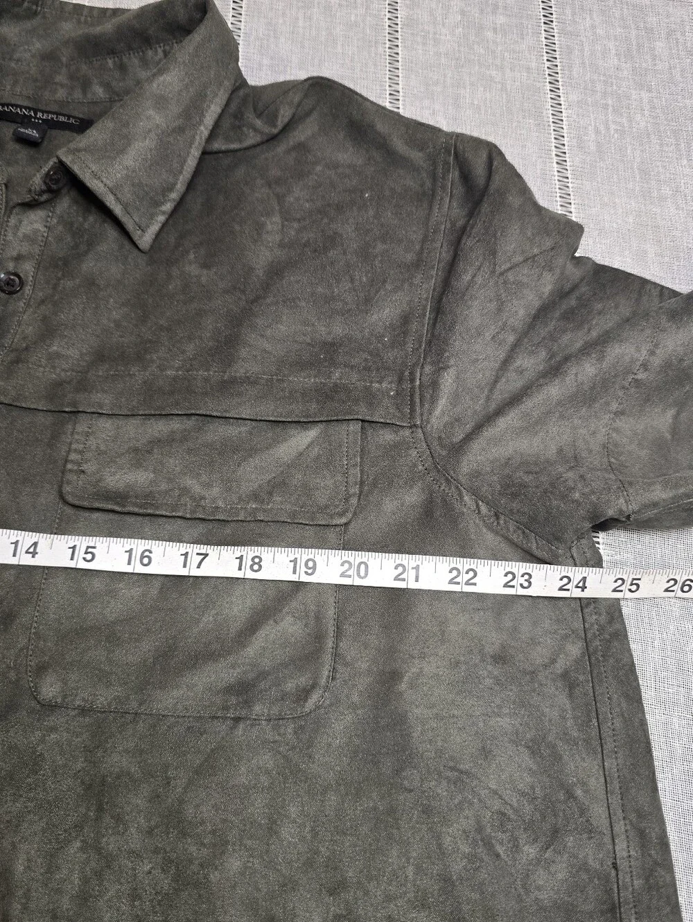 Banana Republic Suede Green Olive  Dress Size Xl Front Pockets Short Sleeve Butt